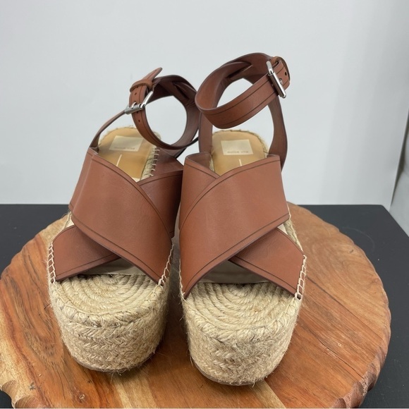 Dolce Vita Brown Leather Carsie Platform Espadrilles Sz 10 - Picture 2 of 8